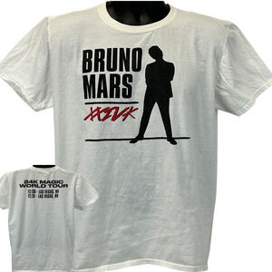 Bruno Mars 24K Magic World Tour T Shirt Mens L Large Las Vegas Concert Tee White